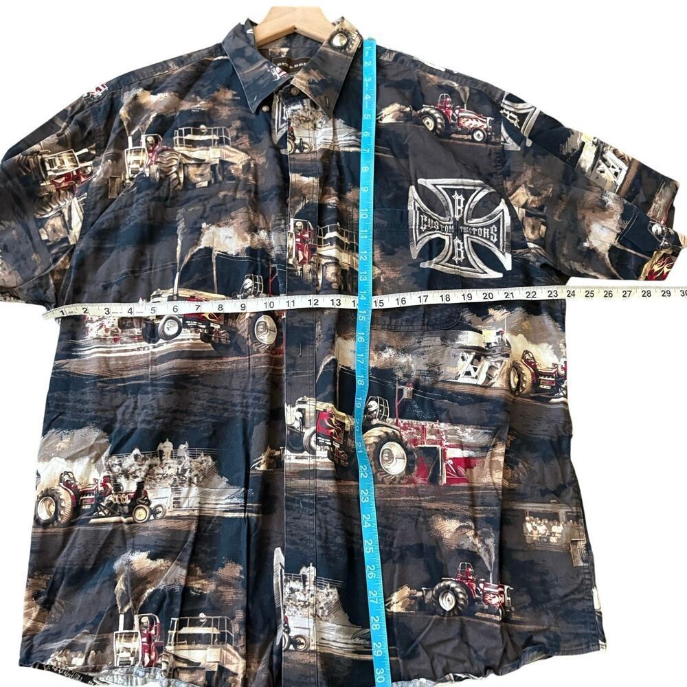 Bit & Bridle Custom Tractors All Over Print Hot Rod Shirt XL Grunge Rockabilly - Picture 2 of 7